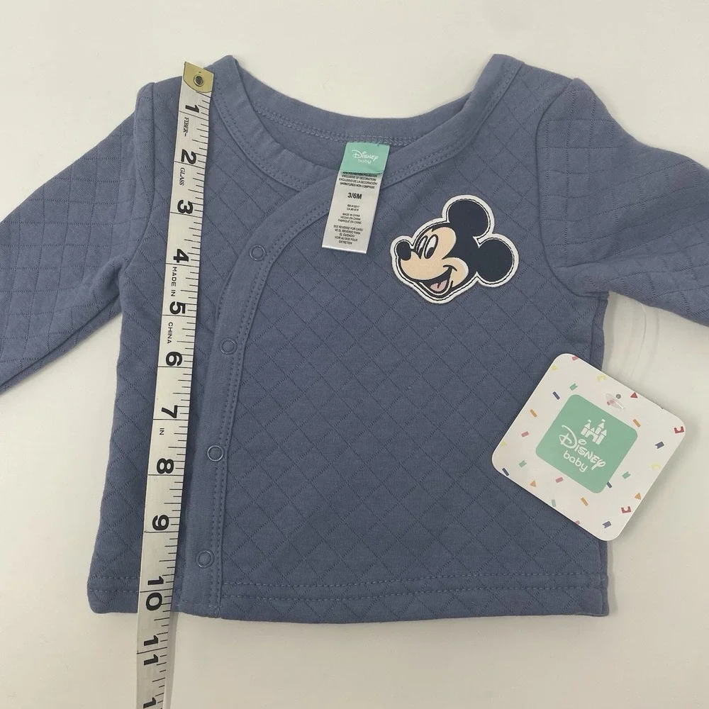 NWT NEW Disney Baby Mickey Mouse SWEATER Blue Quilted Snap 3 - 6‎ mos Warm Soft